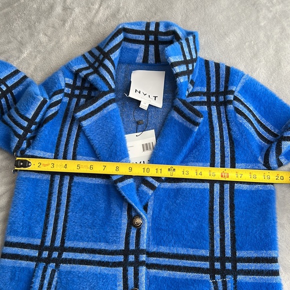 🎯NWT NVLT Coatigan Jacket Blue Black Size Small - Picture 13 of 16